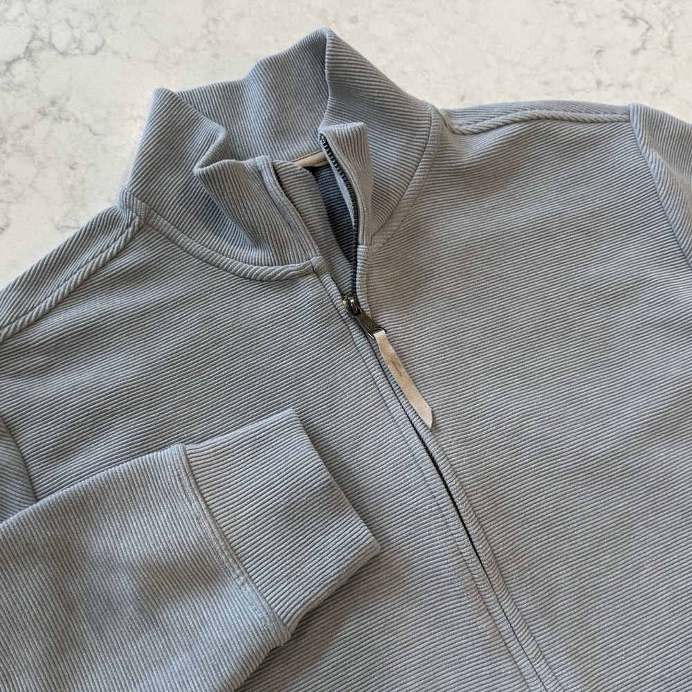 Banana Republic Ottoman Sweater Full Zip Ribbed Lit Heather Grey Men's L